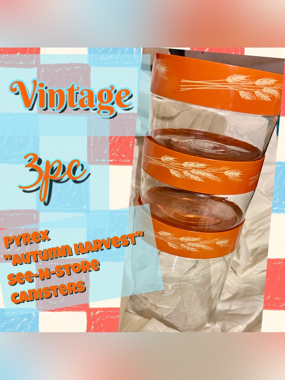 Autumn Harvest Orange Glass Canister - Vintage Style